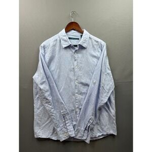 Perry Ellis Mens Light Blue Chambray Button Down Shirt Long Sleeve Casual Size L